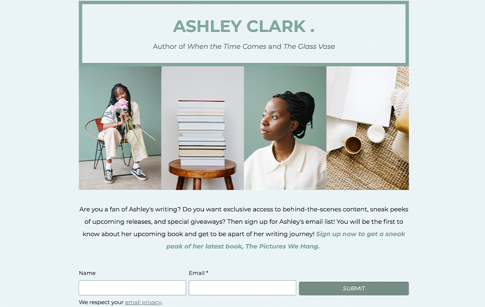 Author Sign Up preview