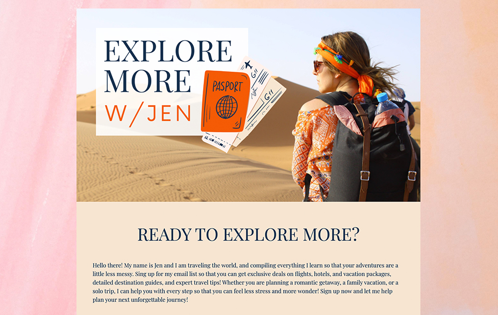 Travel Sign Up preview