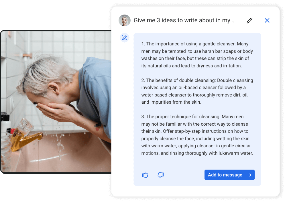 AWeber AI ideas for a newsletter about how to cleanse your skin