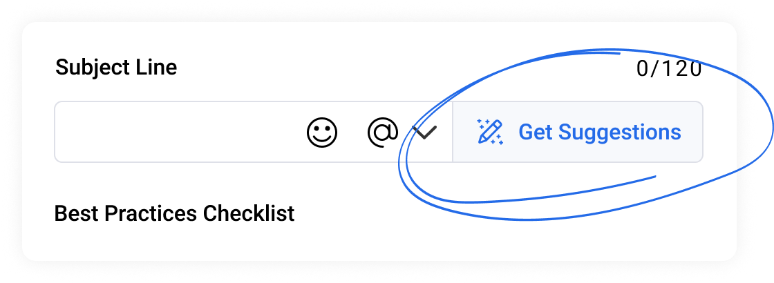 Write your own subject line or get suggestions from the AI Subject Line Assistant