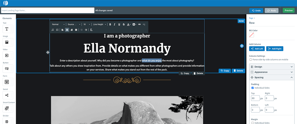 AWeber Landing Page Builder