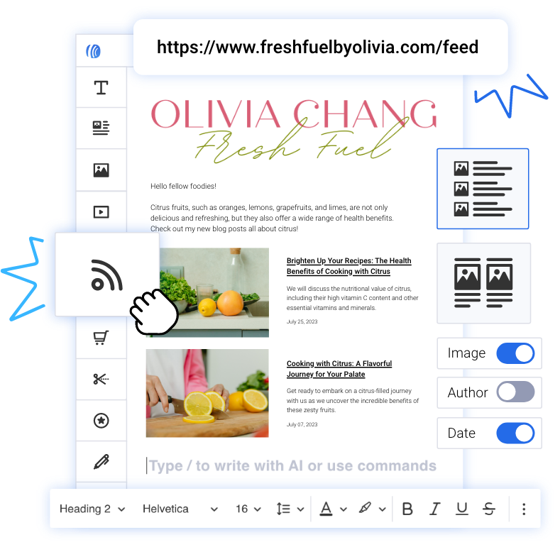 Add your blog rss feed
