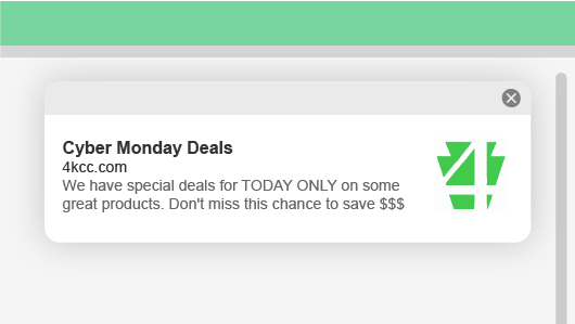 A web push notification example promoting a limited-time discount