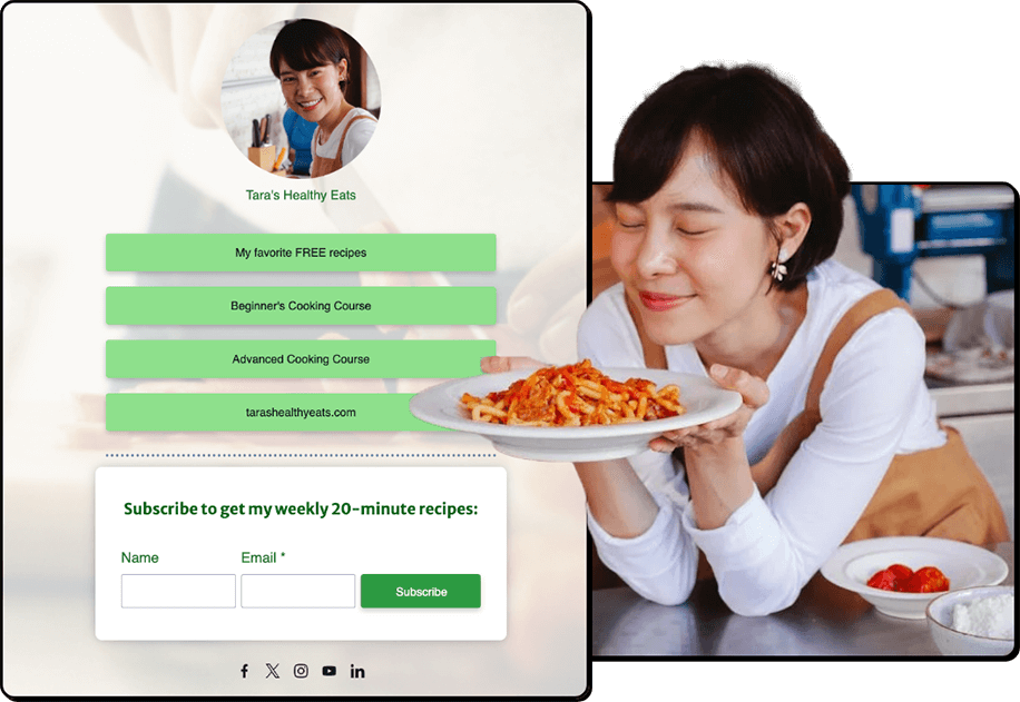 Link in Bio page for food blogger