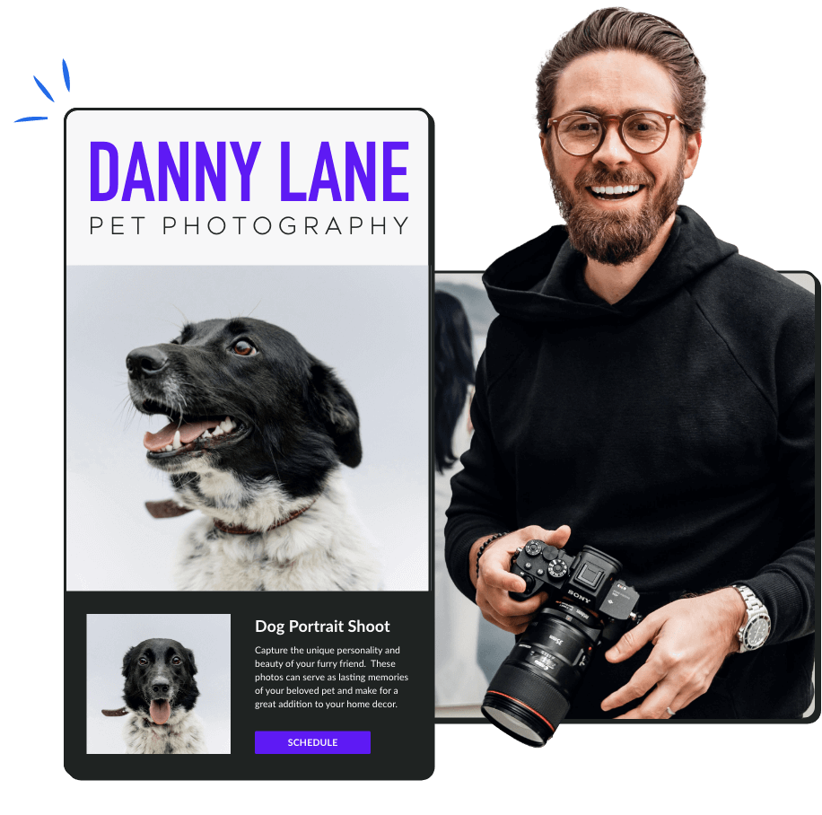 Landing Page for apet photographer