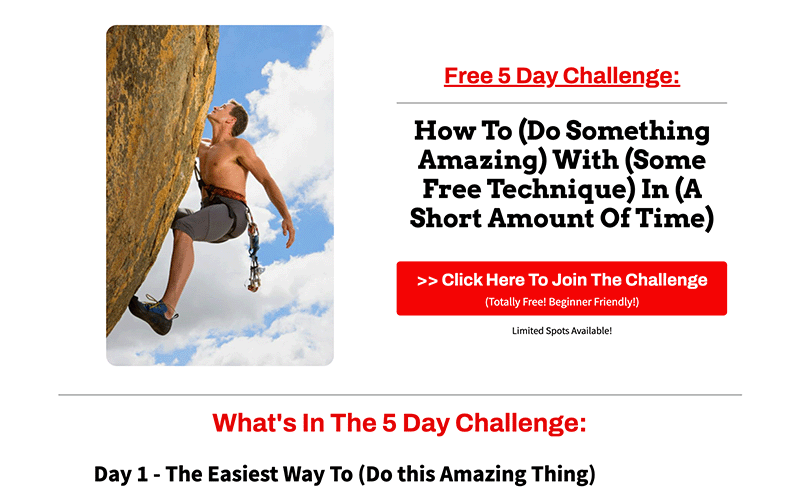 The Challenge Signup preview