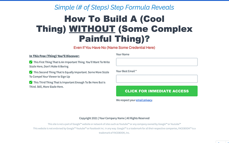 Marketer Clean Optin preview