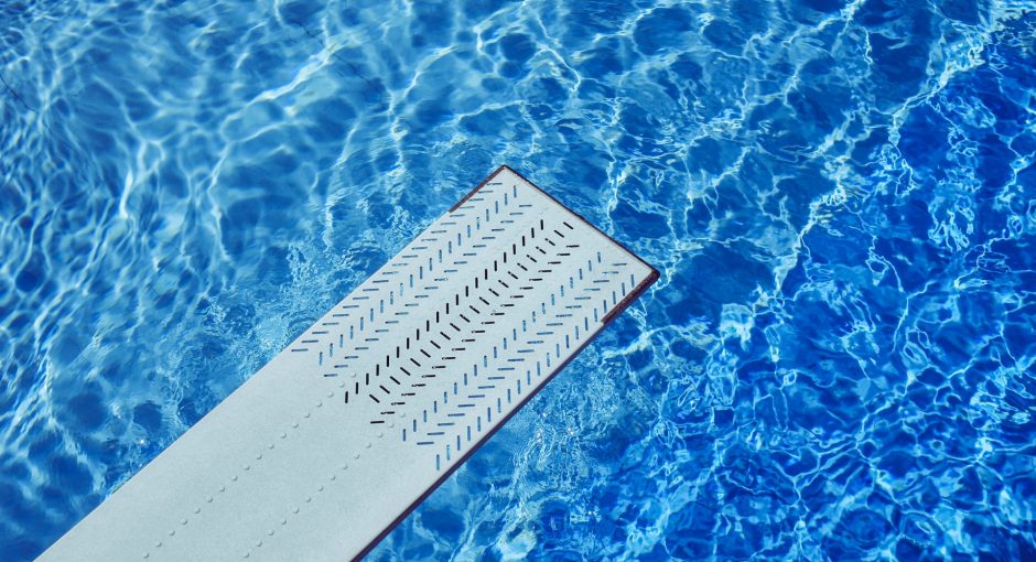 white jumping board for the pool